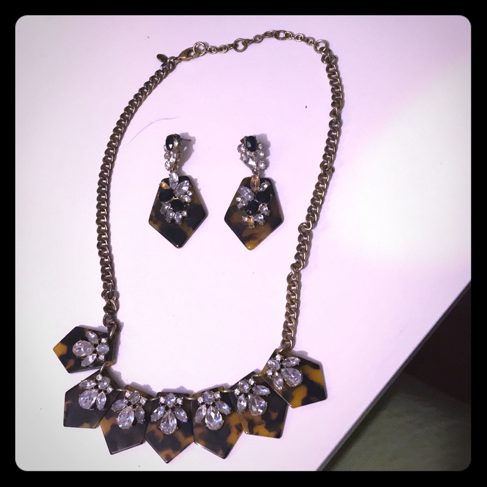 Tortoise statement necklace and earrings